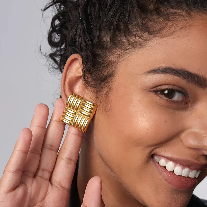 Square Stud Earrings – Bold, Geometric & Elegant