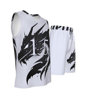 Draco Print Men's V Neck Basketball Suit