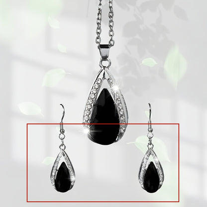 Batang Kalye Black Red Teardrop Glass Pendant Necklace And Earrings