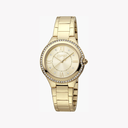 Esprit Women's Gold Stainless Steel Watch, Champagne Dial | Es1l202m0025