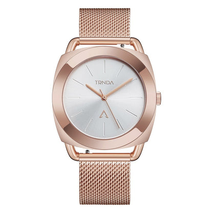 Trnda Women's Rose Gold Stainless Steel Watch, Silver Dial | Trnda-001
