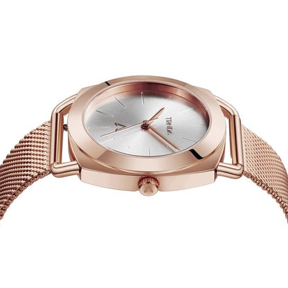 Trnda Women's Rose Gold Stainless Steel Watch, Silver Dial | Trnda-001